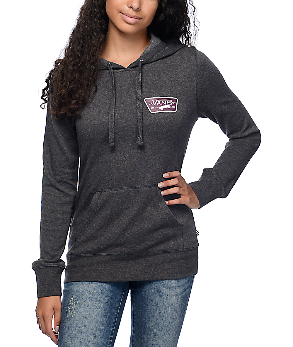 Vans Full Patch Charcoal & Burgundy Pullover Hoodie | Zumiez