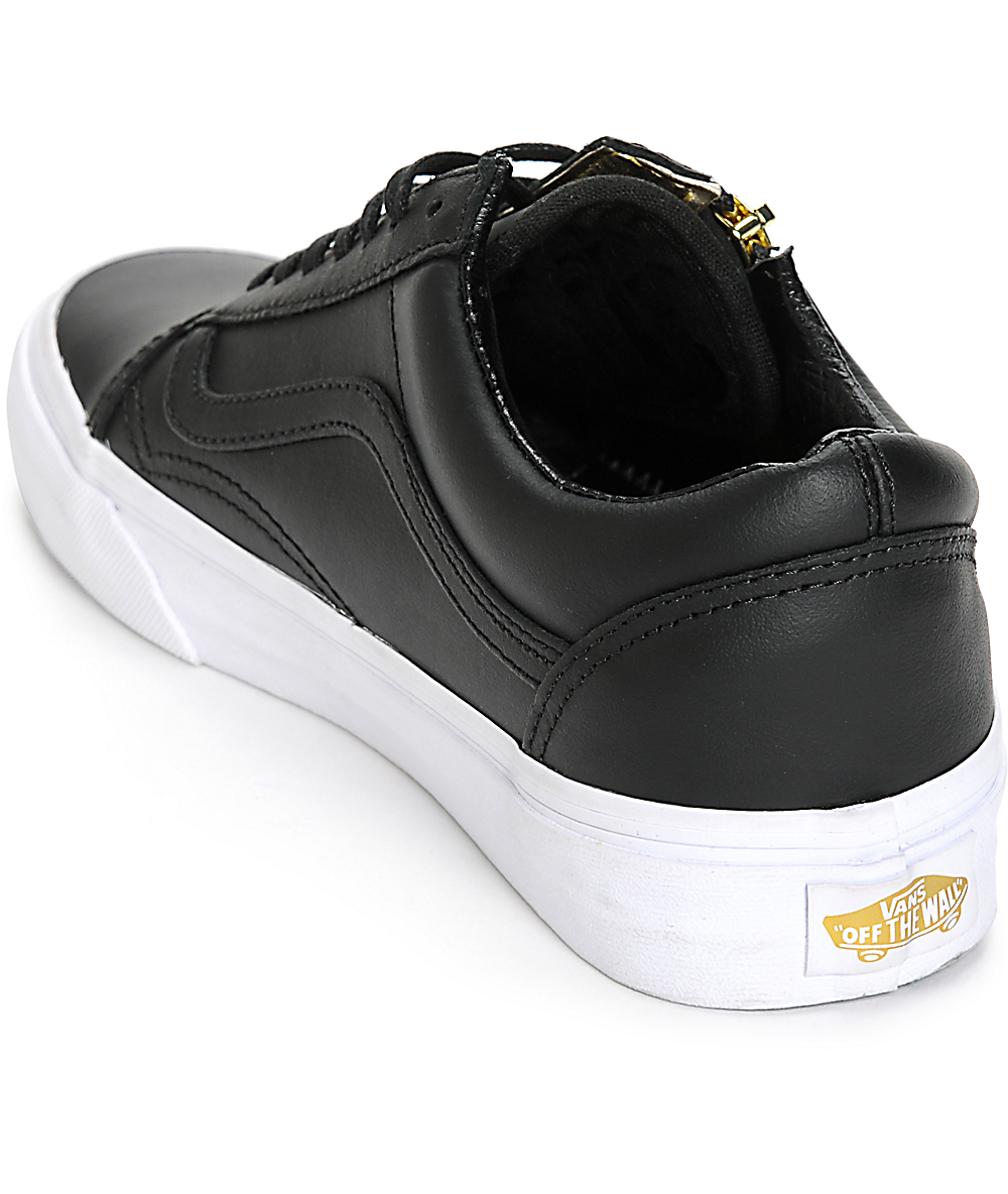 black leather vans with zipper