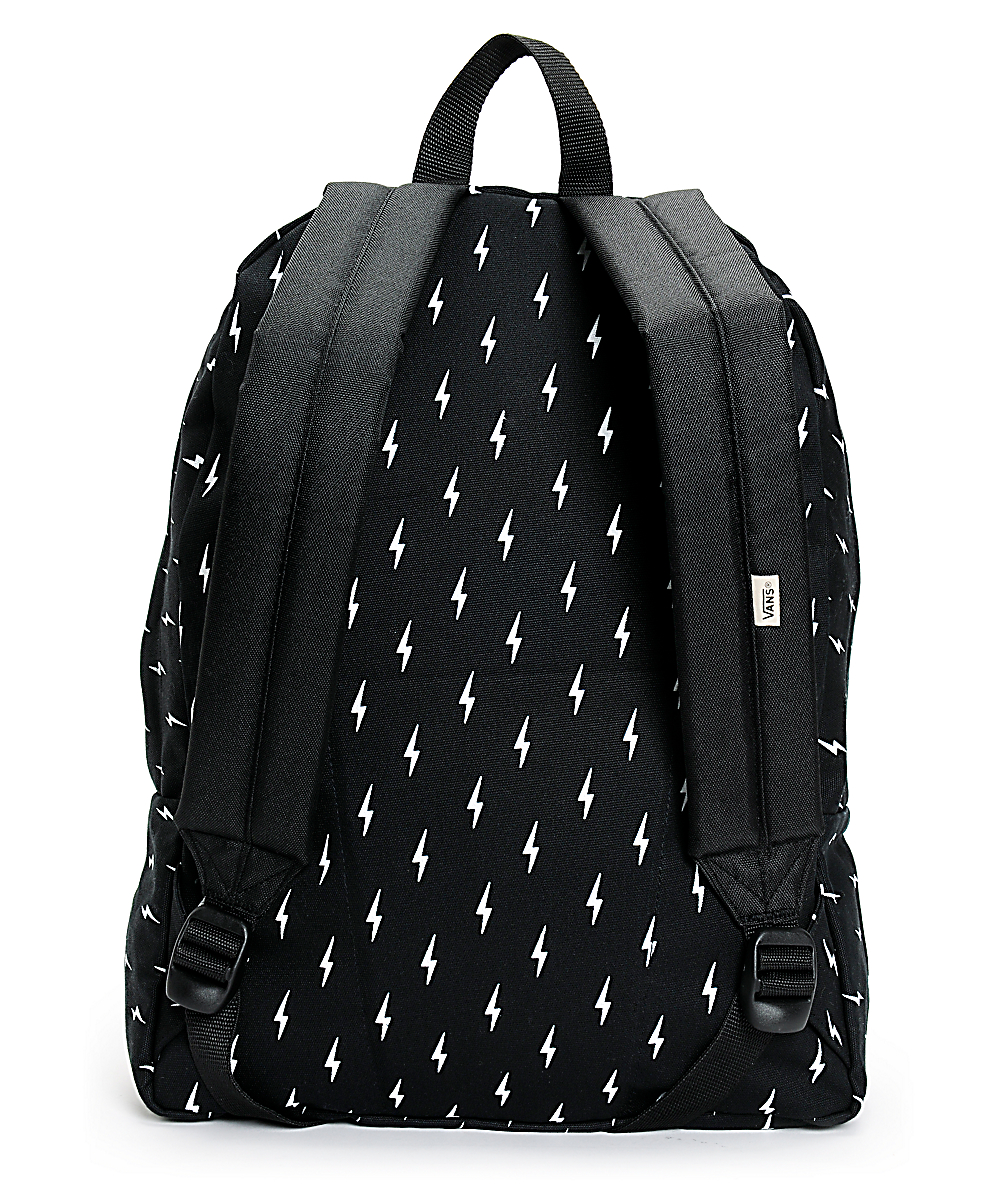 Vans Realm Black Lightning Bolt Print Backpack Zumiez