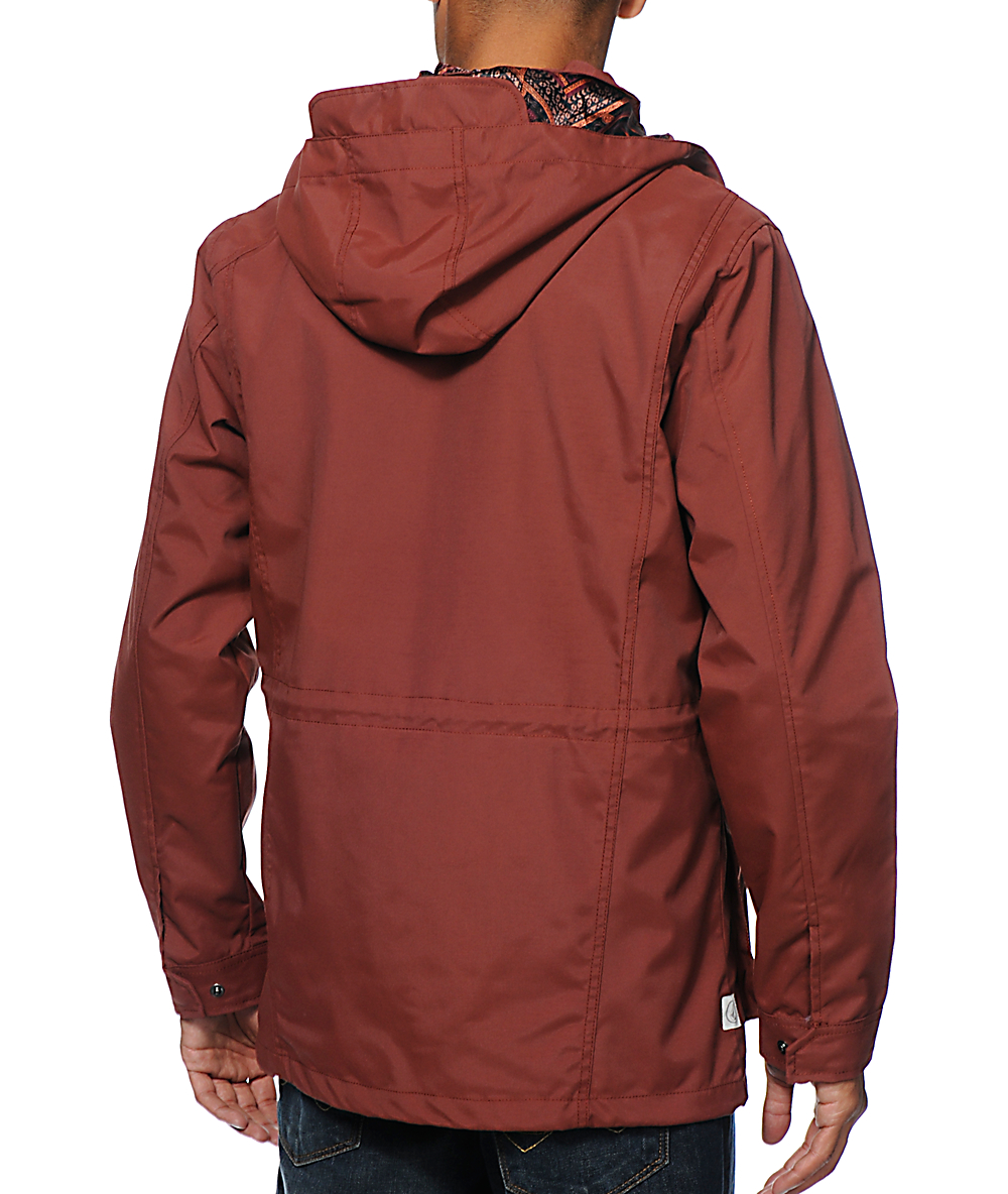 Volcom Nitty Gritty Burgundy Light Hooded Jacket | Zumiez