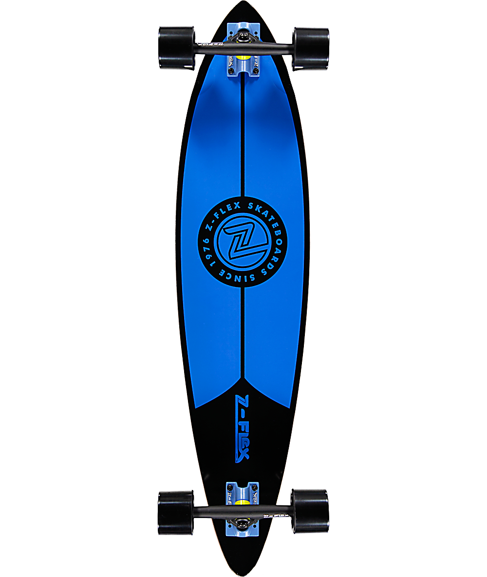 ZFlex Blue and Black 38" Pintail Longboard Complete Zumiez