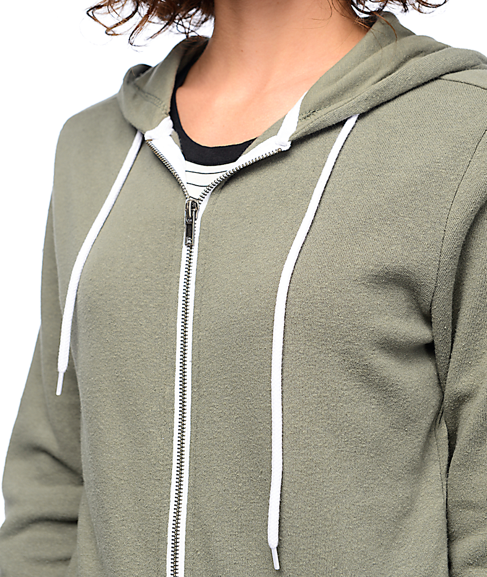 Zine Matilda Solid Green Zip Up Hoodie | Zumiez