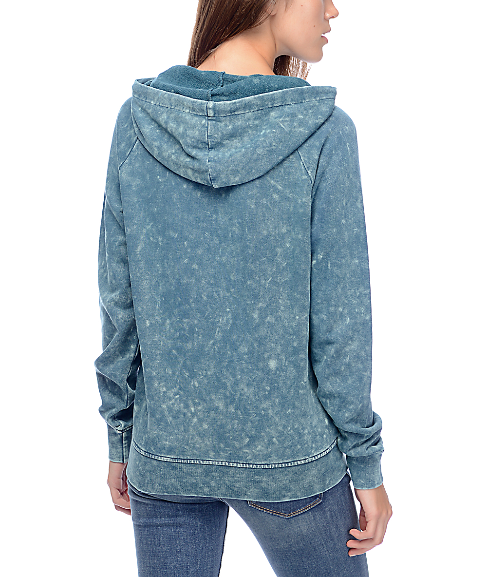 Zine Tera Hunter Green Acid Wash Hoodie Zumiez 3287