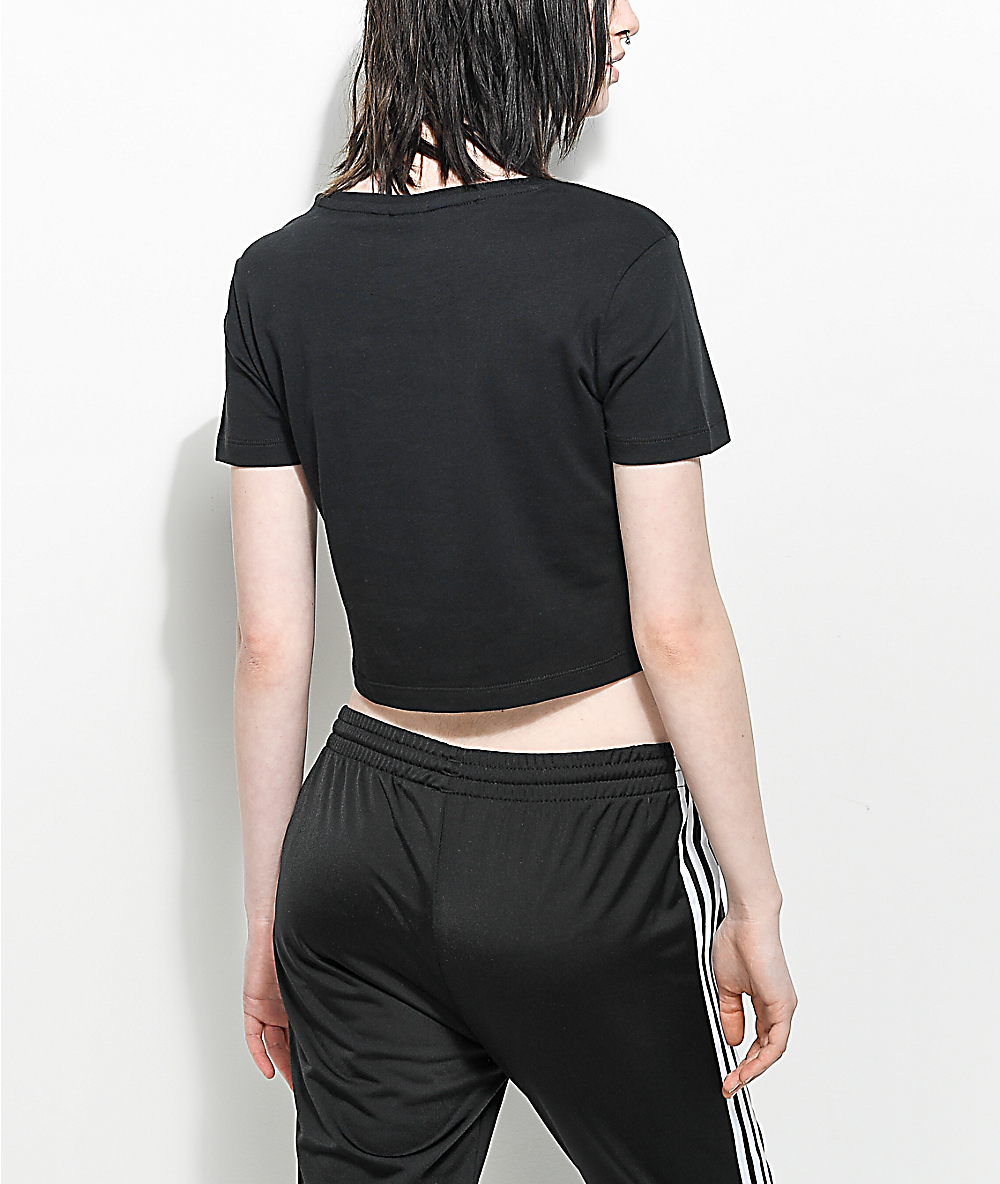 adidas Trefoil Black Crop T-Shirt | Zumiez