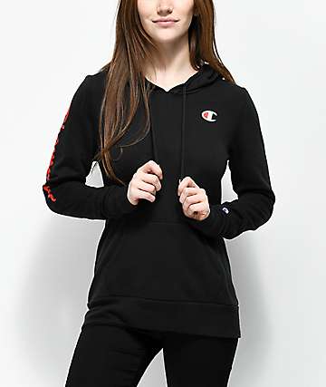 champion script black hoodie