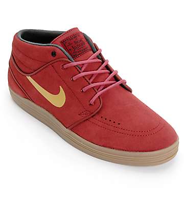 nike sb team classic golden beige & red skate shoes