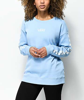 womens light blue crewneck sweatshirt