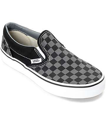 silver and black checkered vans