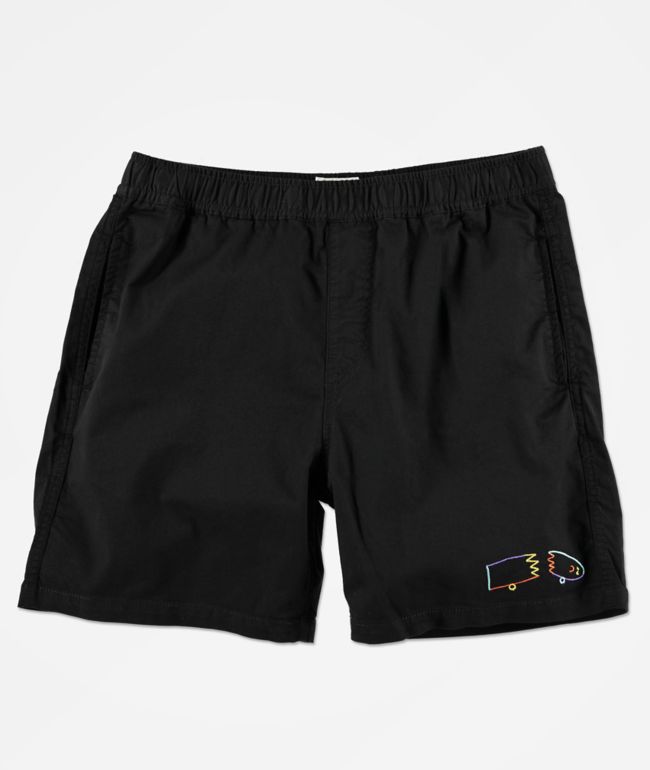 Brixton Steady Black Elastic Waist Shorts
