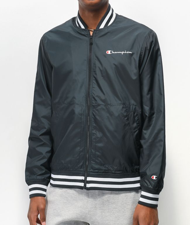 Champion chaqueta de béisbol de satén negro y blanco