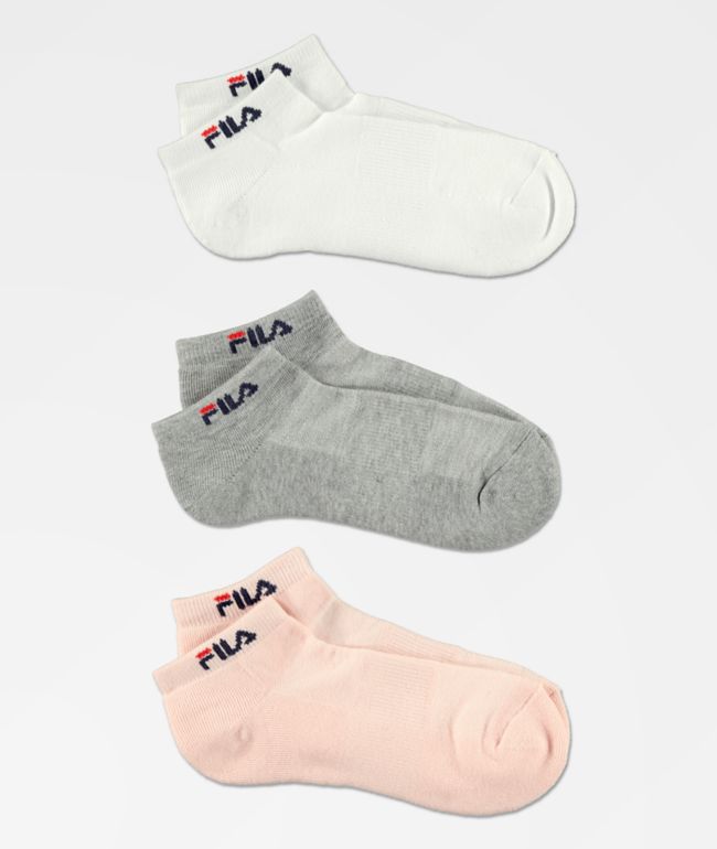 FILA Heritage paquete de 3 calcetines invisibles rosas, grises y blancos