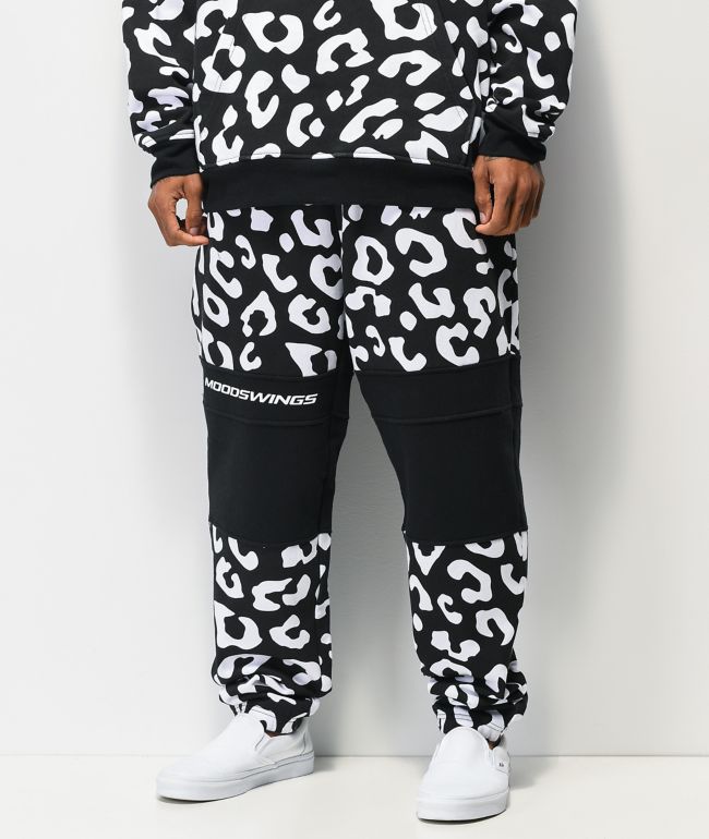Moodswings pantalones deportivos de leopardo negros y blancos