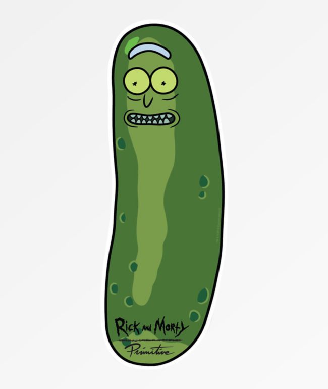 Primitive x Rick and Morty Pickle Rick pegatina