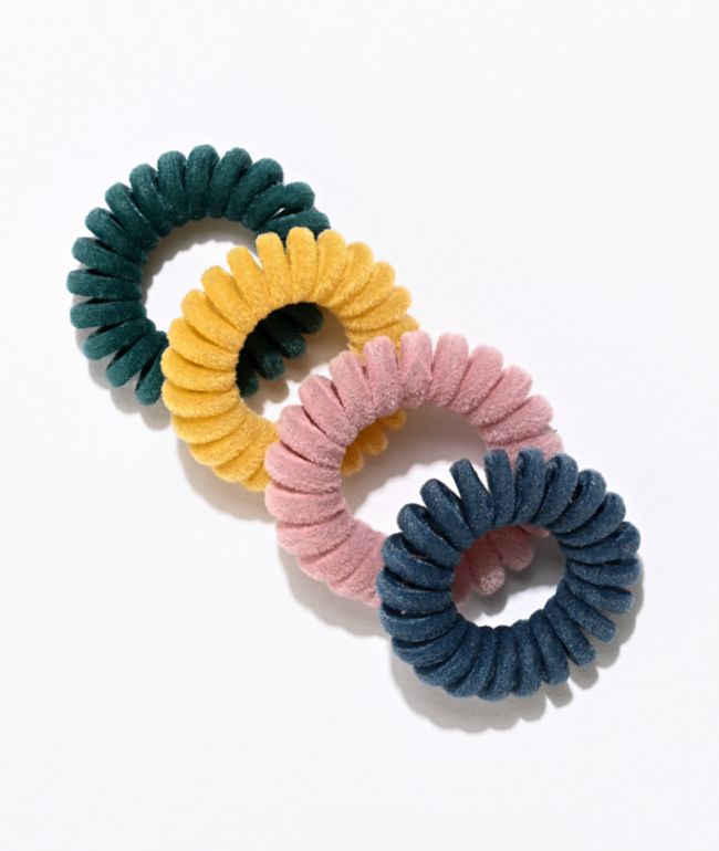 Stone + Locket Fuzzy Phone Cord Hair Ties