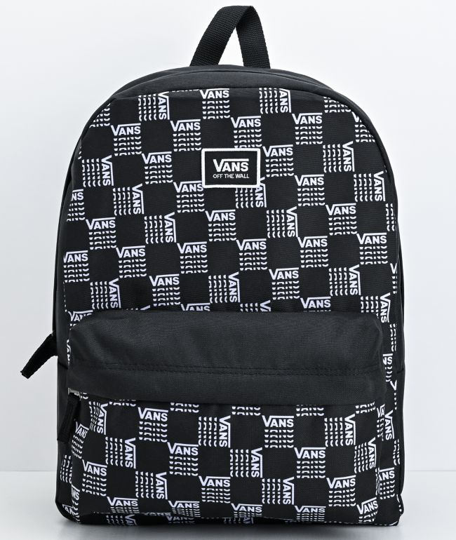 Vans Realm Classic Word mochila negra de cuadros
