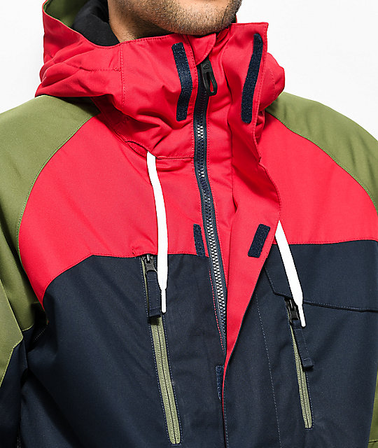 686 Geo Red Colorblock 10K Snowboard Jacket Zumiez