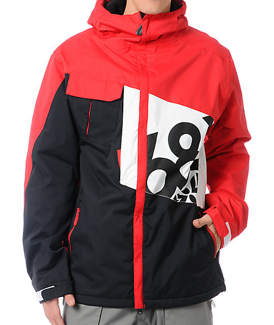 686 Iconic 8K Red Colorblock Snowboard Jacket Zumiez