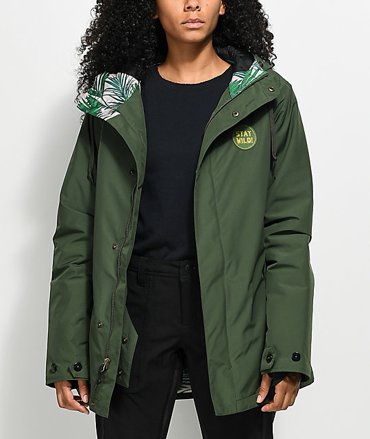 Airblaster Stay Wild Parka Duffle Green 10K Snowboard Jacket Zumiez