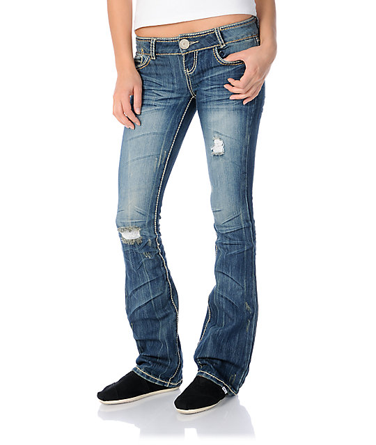 dark blue bootcut jeans