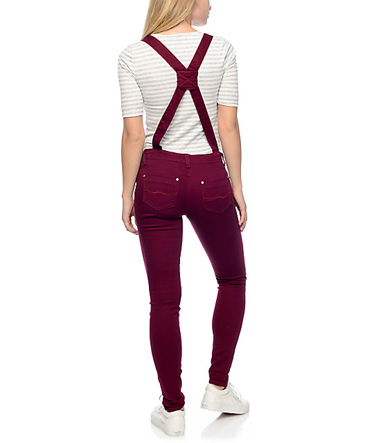 Almost Famous Burgundy Cross Back Overalls Zumiez
