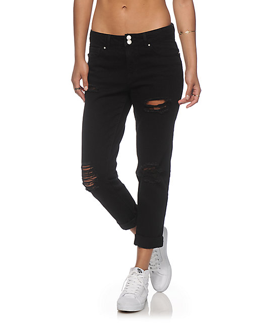 boyfriend jeans for women black