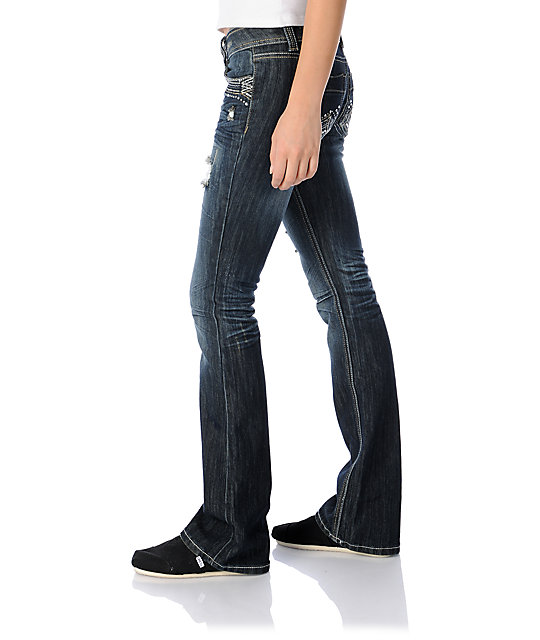 dark blue bootcut jeans