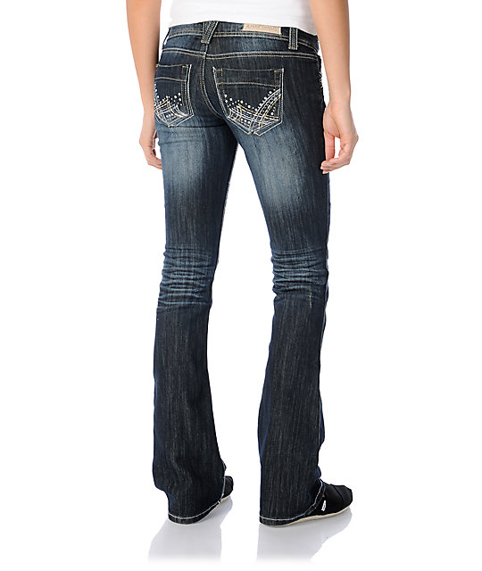 dark blue bootcut jeans