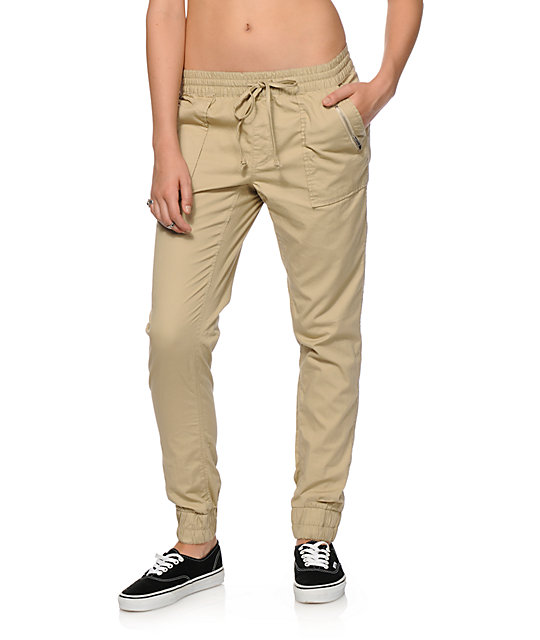 womens khaki jogger pants