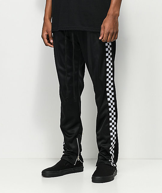 checked track pants