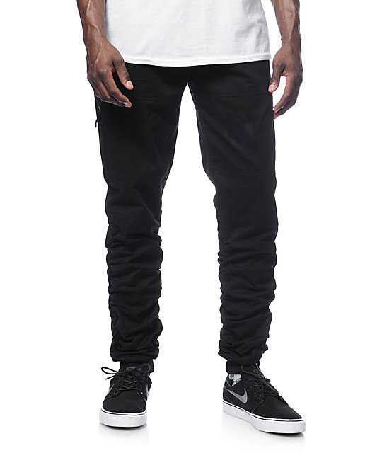 american stitch black cargo moto twill bungee jogger pants