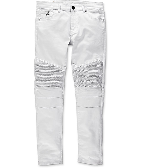 white moto joggers