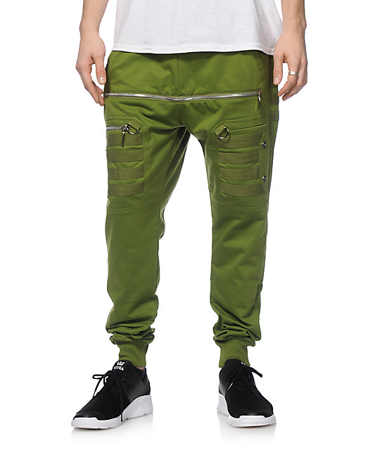 stitch zipper jogger pants