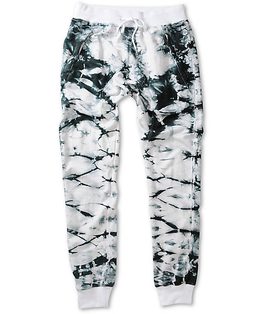 black bleach tie dye joggers