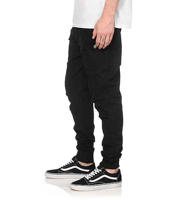 american stitch black cargo moto twill bungee jogger pants