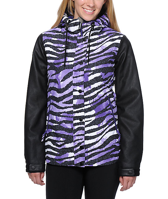 Aperture Girl Fakie Zebra Purple 10K Snowboard Jacket Zumiez