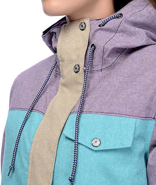 Aperture Heaven Blackberry, Teal & Khaki 10K Womens Snowboard Jacket