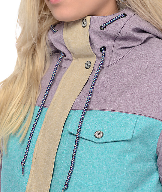 Aperture Heaven Blackberry, Teal & Khaki 10K Womens Snowboard Jacket