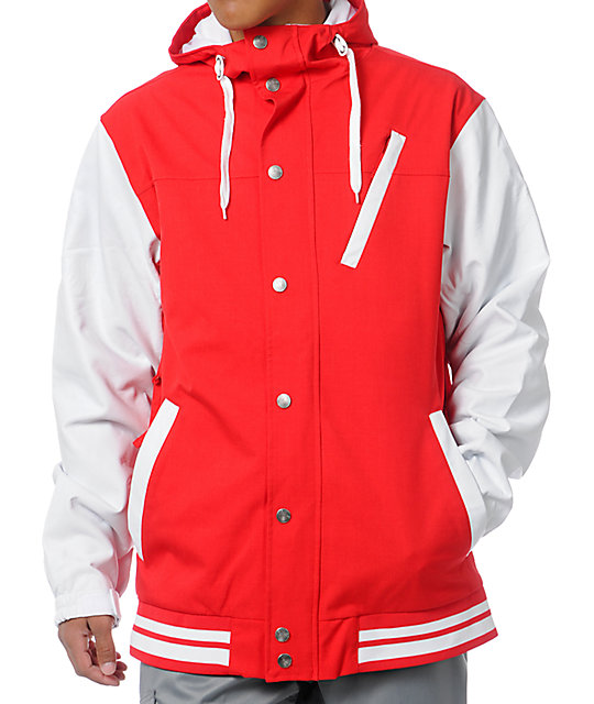 Aperture Humbolt 10K Red & White Varsity Snowboard Jacket