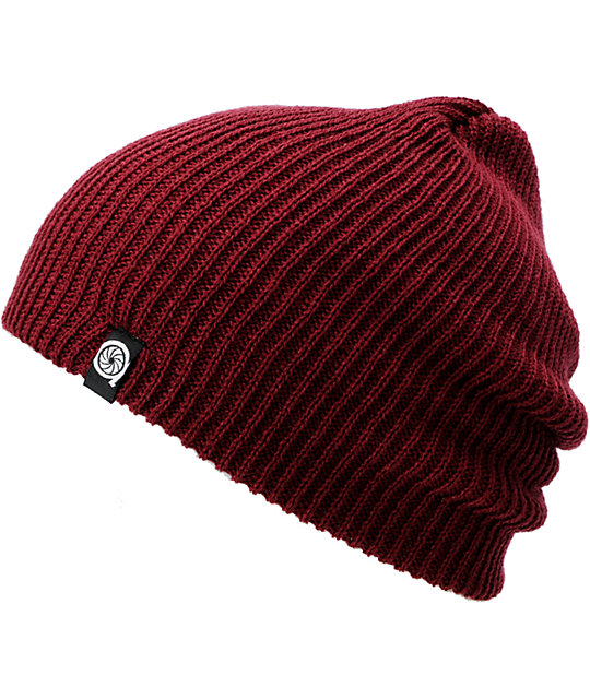 Aperture Pedro Dark Red Slouch Beanie Zumiez
