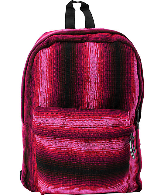 Baja Bags Neon Pink Stripe Woven Backpack Zumiez