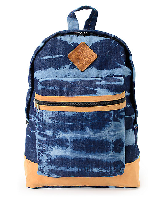 Baja Bags Washed Denim Blue & White Backpack Zumiez