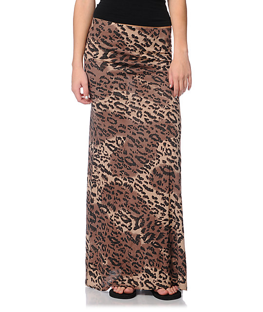 Billabong Anina Cheetah Print Maxi Skirt Zumiez