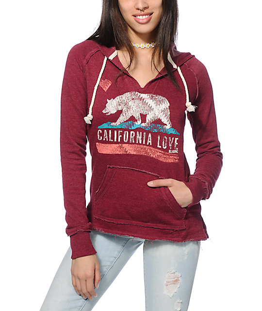 Billabong Cali Bear Burgundy Hoodie | Zumiez