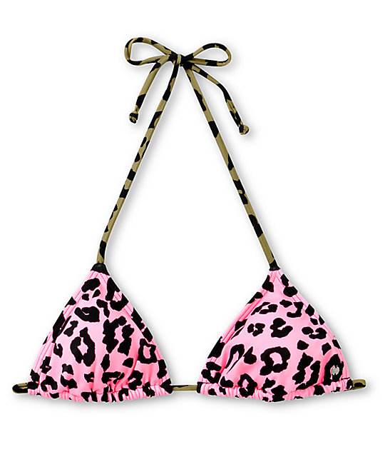 pink cheetah triangl bikini