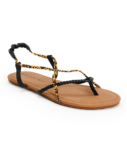 Billabong Crossing Over Black  Leopard Print Sandals at Zumiez : PDP