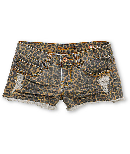 Billabong Lovvah Leopard Cut Off Denim Shorts Zumiez