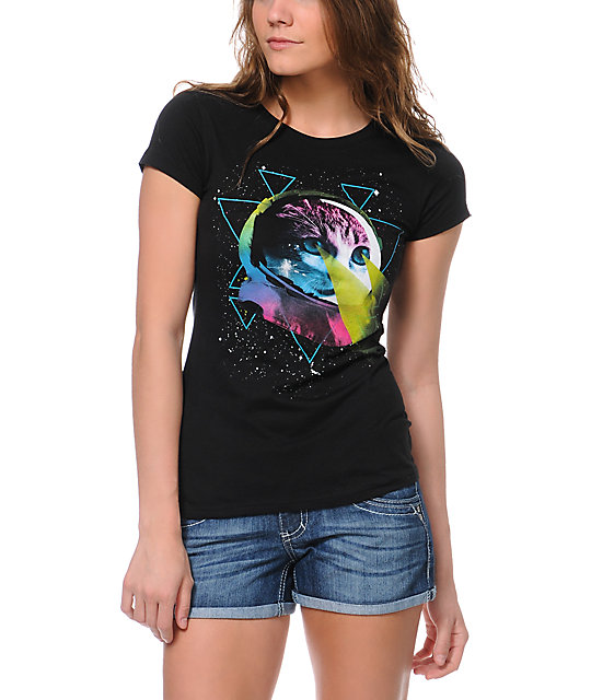 Bitter Sweet Space Laser Kitty Black TShirt Zumiez