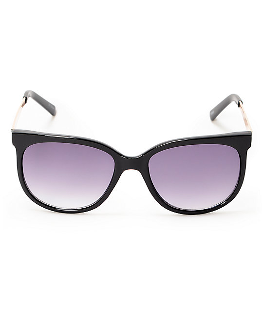 Black & Gold Metal Arms Sunglasses Zumiez