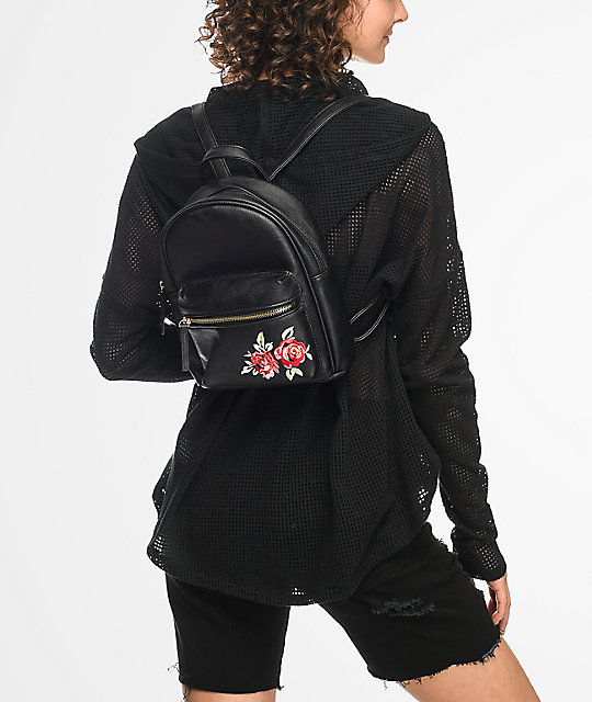 Black Rose Embroidered Mini Backpack Zumiez