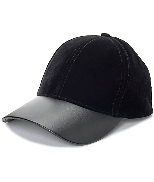 Black Velvet & Leather Baseball Hat Zumiez